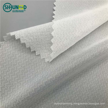 100% polyester fabric woven fusible and circular knitted interlining stretch interlining with double dot pa coating for garments